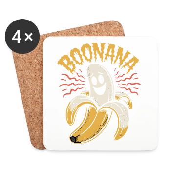 Boonana Banana Ghost Halloween Jeu de mots pour - Dessous de verre (lot de 4) - blanc - Devant