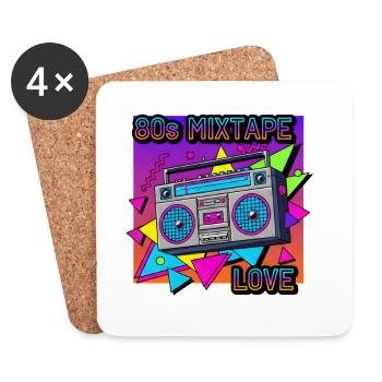 80s Mixband Boombox Neon Vibes - Coasters (set of 4) - white - Front