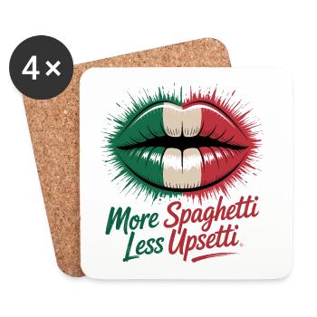 More Spaghetti Less Upsetti Lip Art - Coasters (set of 4) - white - Front