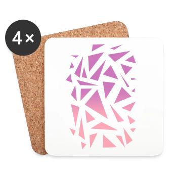 Motif triangulaire - Rose violet - Dessous de verre (lot de 4) - blanc - Devant