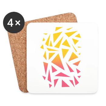Motif triangulaire - Jaune Rouge - Dessous de verre (lot de 4) - blanc - Devant