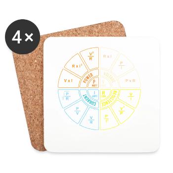 Loi d’Ohm Diagramme Humour Électrique STEM Cadeau - Dessous de verre (lot de 4) - blanc - Devant