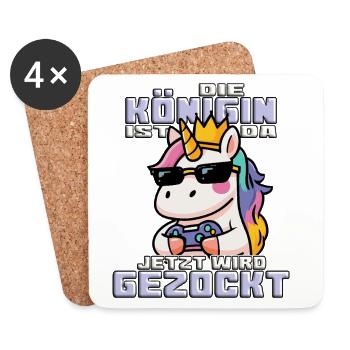 La licorne veut jouer - Reine - Dessous de verre (lot de 4) - blanc - Devant