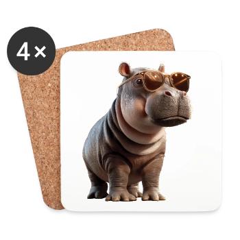Nilpferd Flusspferd Mama Hippopotamus Cooles Hippo - Untersetzer (4er-Set) - Weiß - Vorne