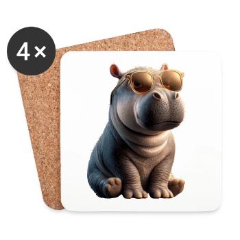 Nilpferd Flusspferd Mama Hippopotamus Cooles Hippo - Untersetzer (4er-Set) - Weiß - Vorne