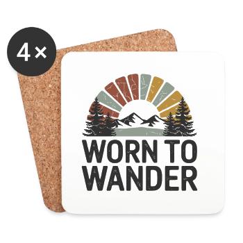 Retro Grunge – Worn to Wander - Coasters (set of 4) - white - Front