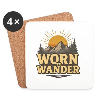 Retro Grunge – Worn to Wander - Coasters (set of 4) - white - Front