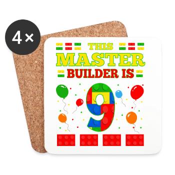 Master Builder 9 Years Old Block Building 9th BDay - Untersetzer (4er-Set) - Weiß - Vorne