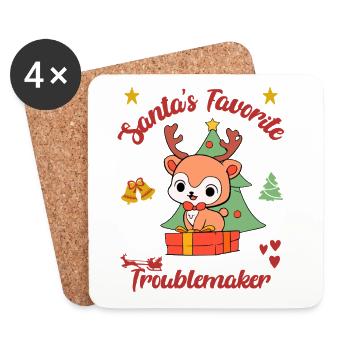 Frohe Weihnachten Design mit Rentier Motiv - Untersetzer (4er-Set) - Weiß - Vorne