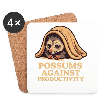 Possums Against Productivity Humor Meme - Coasters (set of 4) - white - Front