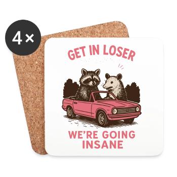 Get In Loser We're Going Insane Retro Style - Coasters (set of 4) - white - Front