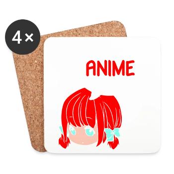 Anime Manga Otaku Kawaii Japon Cosplay Bande dessinée - Dessous de verre (lot de 4) - blanc - Devant