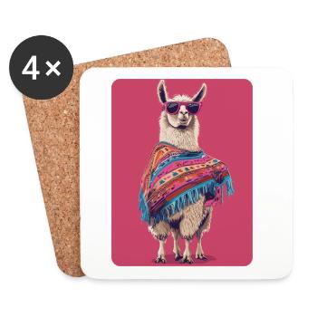Lama - Untersetzer (4er-Set) - Weiß - Vorne