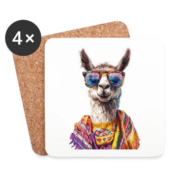 Lama - Untersetzer (4er-Set) - Weiß - Vorne