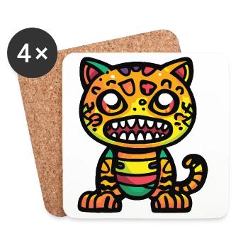 Leopard Halloween Zombie - Untersetzer (4er-Set) - Weiß - Vorne