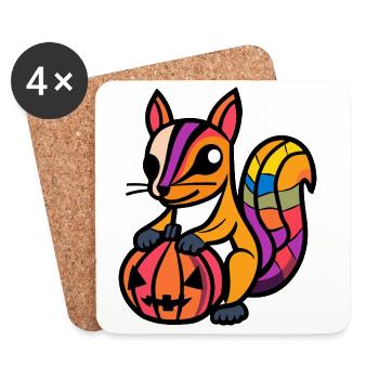 Eichhörnchen Halloween Zombie - Untersetzer (4er-Set) - Weiß - Vorne