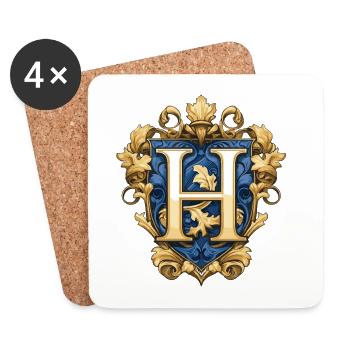 H Letter Name Crown - Coasters (set of 4) - white - Front
