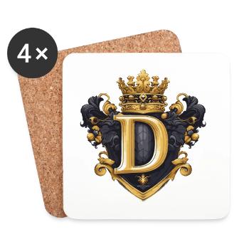 D Buchstabe Name Krone - Untersetzer (4er-Set) - Weiß - Vorne