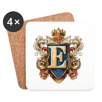 E Buchstabe Name Krone - Untersetzer (4er-Set) - Weiß - Vorne