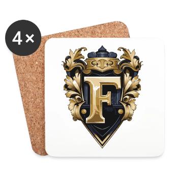 F Letter Name Crown - Coasters (set of 4) - white - Front
