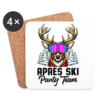 Équipe de la fête d’après-ski - Dessous de verre (lot de 4) - blanc - Devant