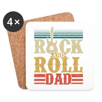 Rock 'n Roll Dad Rock Band Guitar Music - Untersetzer (4er-Set) - Weiß - Vorne