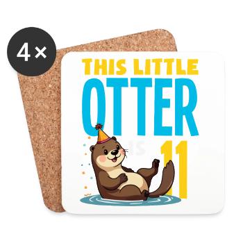This Otter Is 11 - Cute Birthday Motif - Coasters (set of 4) - white - Front