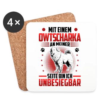 L’imbattable Ovcharka du Caucase - Dessous de verre (lot de 4) - blanc - Devant