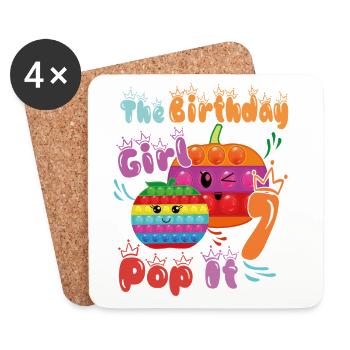 The Birthday Girl Pop-It 7 - Coasters (set of 4) - white - Front
