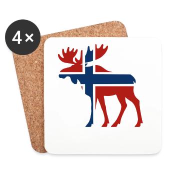 Nordic Moose with Norway Flag - Coasters (set of 4) - white - Front