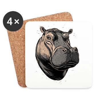 Nilpferd Flusspferd Mama Hippopotamus Cooles Hippo - Untersetzer (4er-Set) - Weiß - Vorne