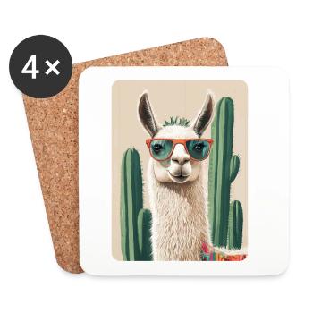 lama - Dessous de verre (lot de 4) - blanc - Devant