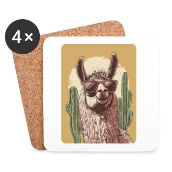 lama - Dessous de verre (lot de 4) - blanc - Devant