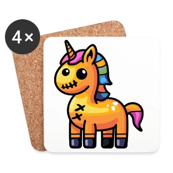 Einhorn Halloween Zombie - Untersetzer (4er-Set) - Weiß - Vorne