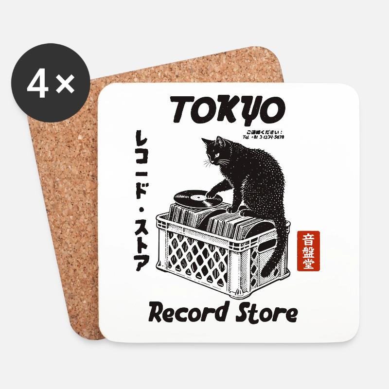 Tokyo Music Store Kätzchen - Untersetzer (4er-Set) - Weiß