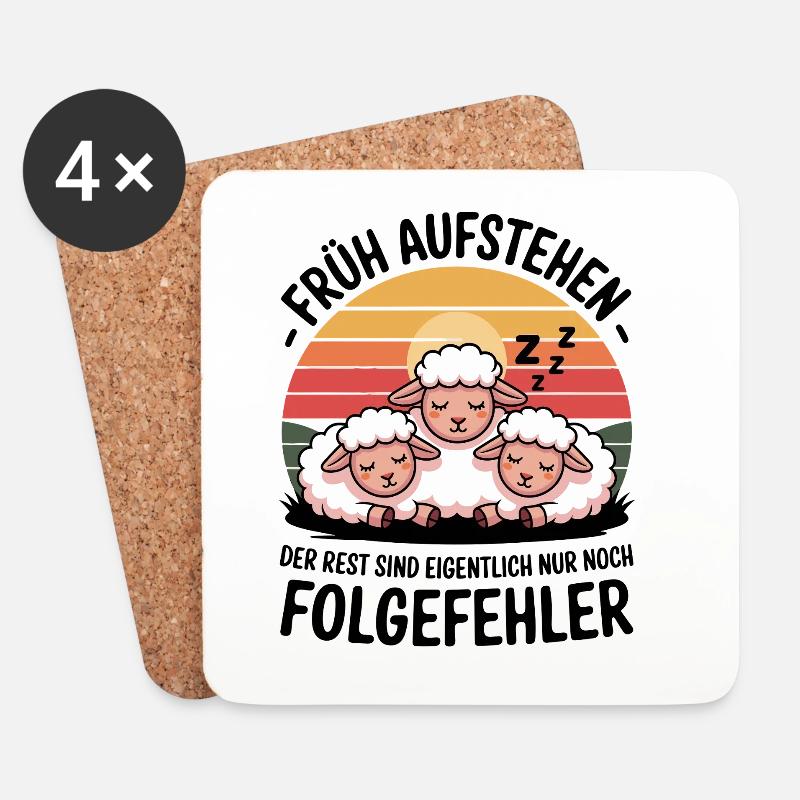 Früh Aufstehen Folgefehler Lustige Schafe Spruch - Untersetzer (4er-Set) - Weiß