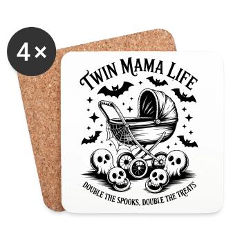 Twin Mama Life Double The Spooks Gâteries Halloween - Dessous de verre (lot de 4) - blanc - Devant