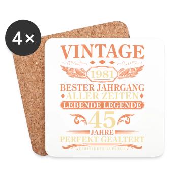 Millésime 1981 Vintage Né - 45ème anniversaire - Dessous de verre (lot de 4) - blanc - Devant