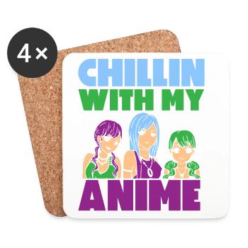 Anime Manga Otaku Kawaii Japon Cosplay Bande dessinée - Dessous de verre (lot de 4) - blanc - Devant