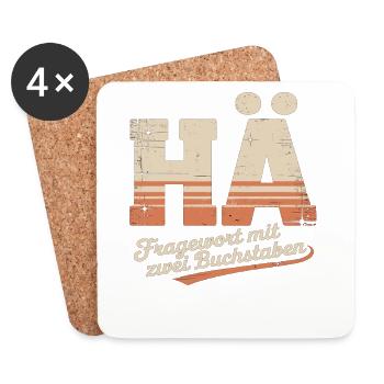 HUH? Funny retro shirt with cult saying - Coasters (set of 4) - white - Front