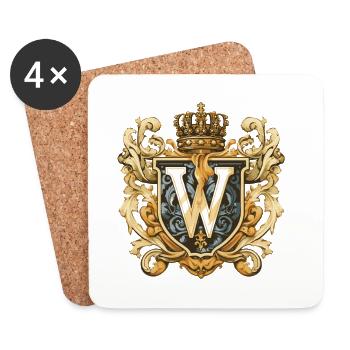 W Letter Name Crown - Coasters (set of 4) - white - Front