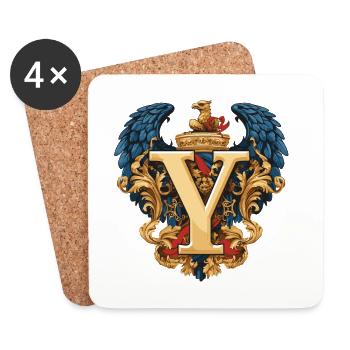 Y Letter Name Crown - Coasters (set of 4) - white - Front