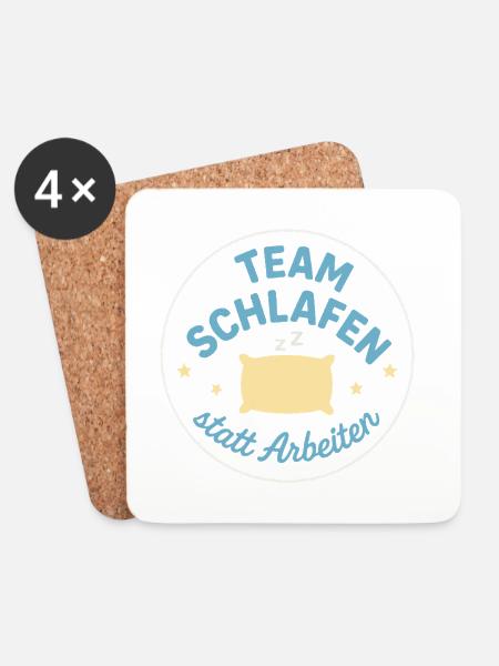 Team Schlafen statt Arbeiten - Untersetzer (4er-Set) - Weiß