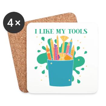 Artist Painter Graphic I Like My Tools Drawing - Coasters (set of 4) - white - Front