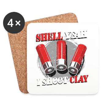 Tontaubenschießen Shell Yeah I Shoot Clay - Untersetzer (4er-Set) - Weiß - Vorne