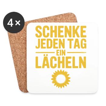 Schenke Jeden Tag Ein Lächeln Mit Sonnenblume - Untersetzer (4er-Set) - Weiß - Vorne