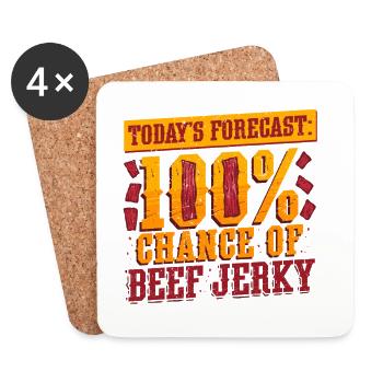 Beef Jerky Dried Meat Biltong Pemmican - Coasters (set of 4) - white - Front