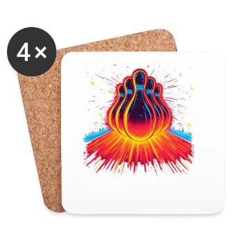 Bowling 90s Look - Coasters (set of 4) - white - Front