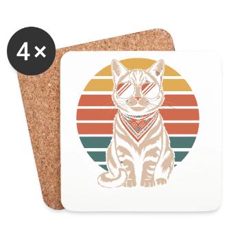 Katze Bunt - Untersetzer (4er-Set) - Weiß - Vorne