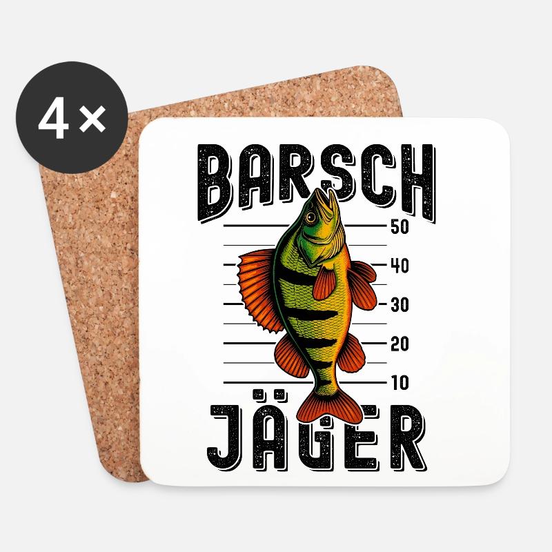 Barsch Jäger Barschangler Barsch Barsche angeln - Untersetzer (4er-Set) - Weiß